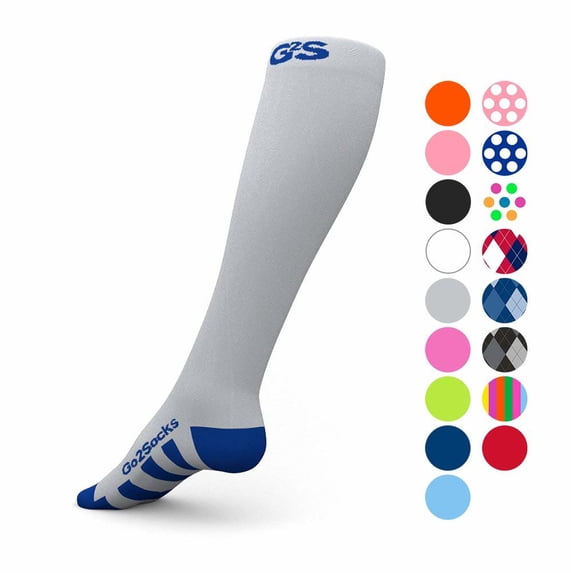 GO2 Compression Socks for Men Women Nurses Runners 20-30 mmHG (high) - Medical Stocking Maternity Travel - Best Performance Recovery Circulation Stamina - (Gray,S)