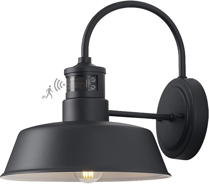 GOALPLUS 10in. Exterior Barn Style Motion Lights with Wall Mount, Dusk to Dawn Outdoor Motion
