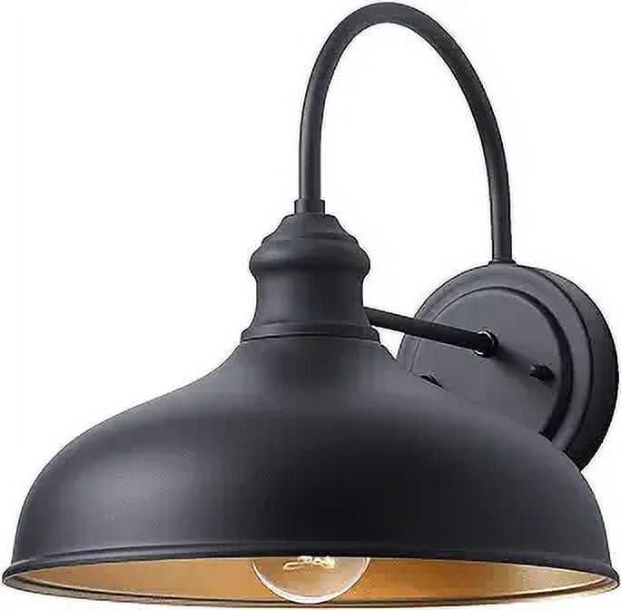 Black Aluminum Outdoor Gooseneck Barn Light with Dome Shade