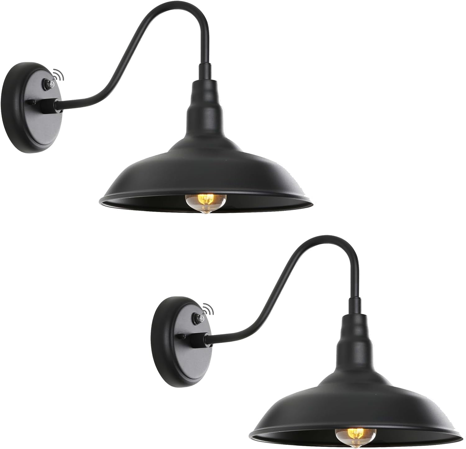 GOALPLUS 14" Dusk to Dawn Outdoor Gooseneck Barn Light, Large Black