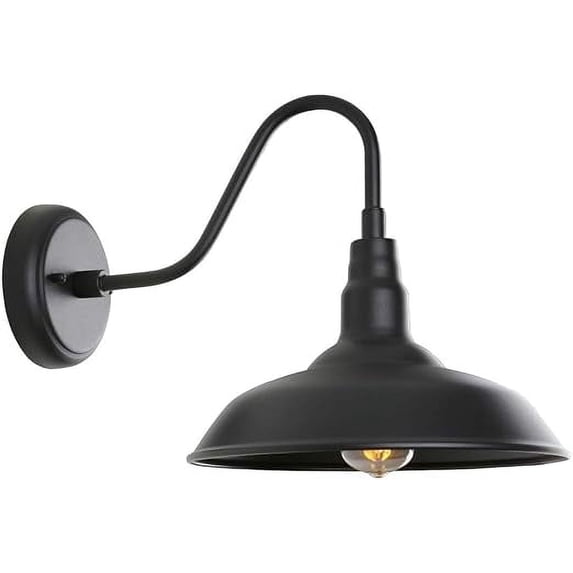 GOALPLUS 14 Inch Dome Outdoor Barn Lights for Farmhouse, Large Exterior Gooseneck Light with Wall Mount, Black Wall Sconce for Porch, LM2202