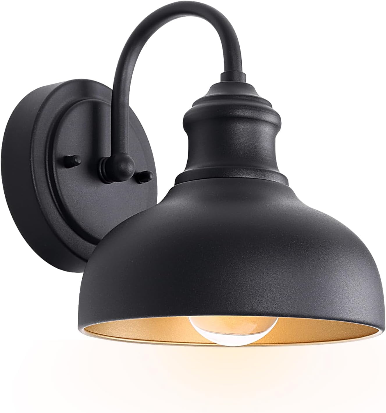 Black Iron 7-Inch Farmhouse Gooseneck Outdoor Wall Light