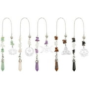 GOAMKERER 5 Pcs Natural Gemstones Pendulum 5 Styles Crystal Dowsing Pendulum Reki Gemstone Chips Orgone Pendulum for Women Man Divination Wicca Meditation