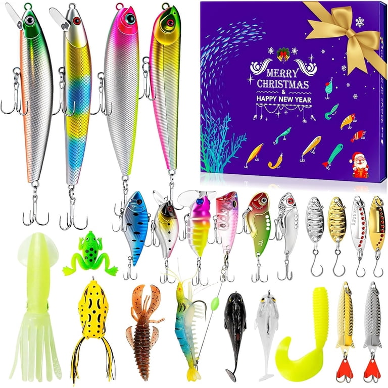 calender fishing lures GOANDO Fishing Lures 2025 Advent Calendar Christmas Countdown Lure Baits  Mystery Tackle Box- 24 Days of Surprises for Fisher Adult Men Teen Boys