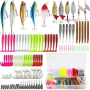 GOANDO Fishing Lures for Bass Trout Salmon 160pcs Fishing Tackle Box for Freshwater and Saltwater Fishing Gear and Equipment Fishing Bait Spoon Soft Plastic Worms Crankbait Jigs Fishing Hooks