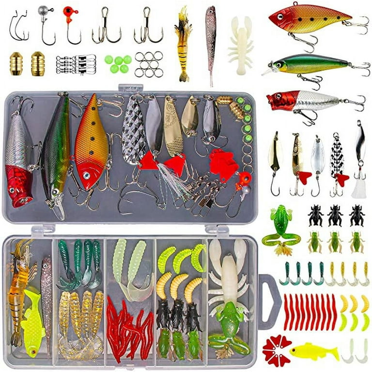 60pcs/Box Soft Bait Fishing Lures Kit for Freshwater Saltwater, with  Stainless Steel Crank Hooks Artificial T Tail PVC Soft Lure Baits for Bass