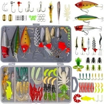 GOANDO Fishing Lures, 78pcs Fishing Gear Included Tackle Box for Bass/Saltwater/Trout/Worms, Fishing Gifts for Men