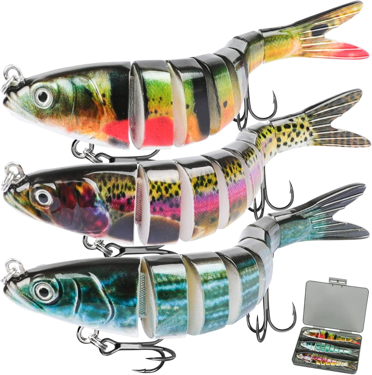 GOANDO Fishing Lures Topwater for Bass Trout Lifelike Multi Jointed