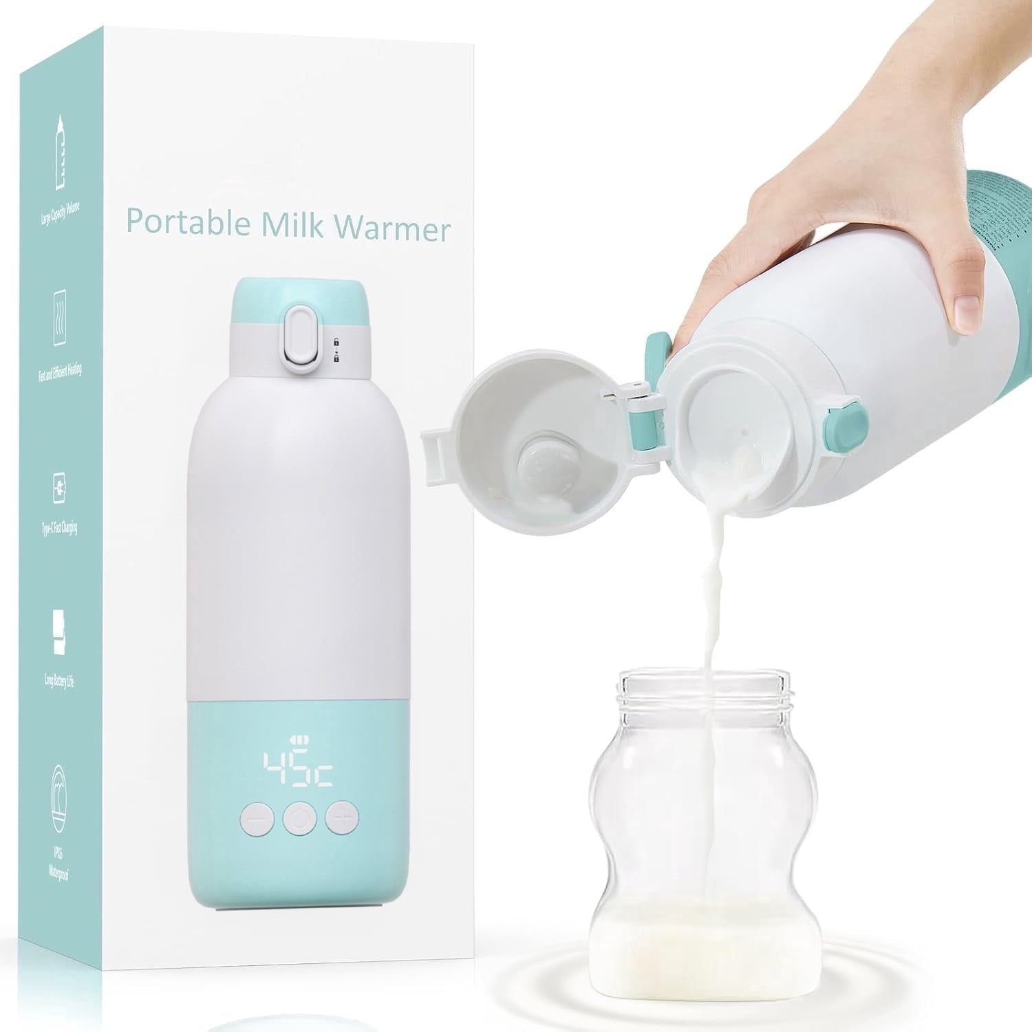 GOANDO Portable Milk Warmer for Travel – Dual Heating Modes for Breast Milk & Water, Portable Bottle Warmer, 17 Ounces