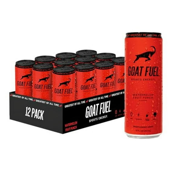 GOAT Fuel Preworkout Sports Energy Drink | Sugar-Free Pre Workout Healthy Energy Drink with Cordyceps Mushroom | Increase Mental and Physical Performance | with BCAAs and Electrolytes | 12 Pack |