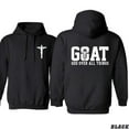 thumbnail image 1 of GOAT God Over All Things Christian Hoodie, Cross Faith Graphic Unisex Pullover Sweatshirt, Inspirational Religious Hoodie for Men & Women, 1 of 5