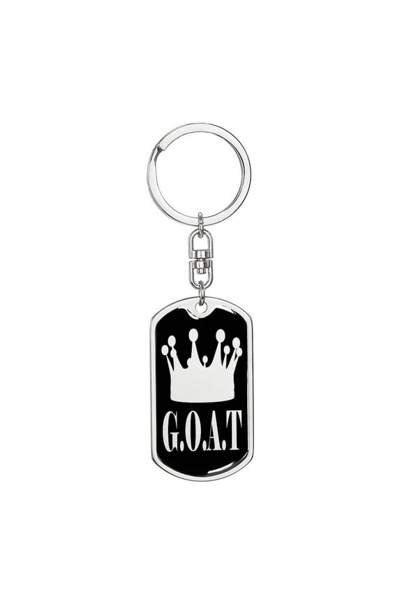 GOAT Greatest of All Time Swivel Keychain Stainless Steel or 18k Gold Dog Tag