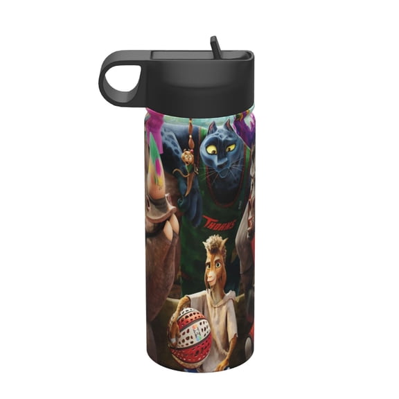 GOAT Movie Kids Insulated Water Bottle With Straw - 18 Oz Stainless Steel Double Wall Vacuum Cup, Leakproof, Bpa Free, Suitable For Boys And Girls