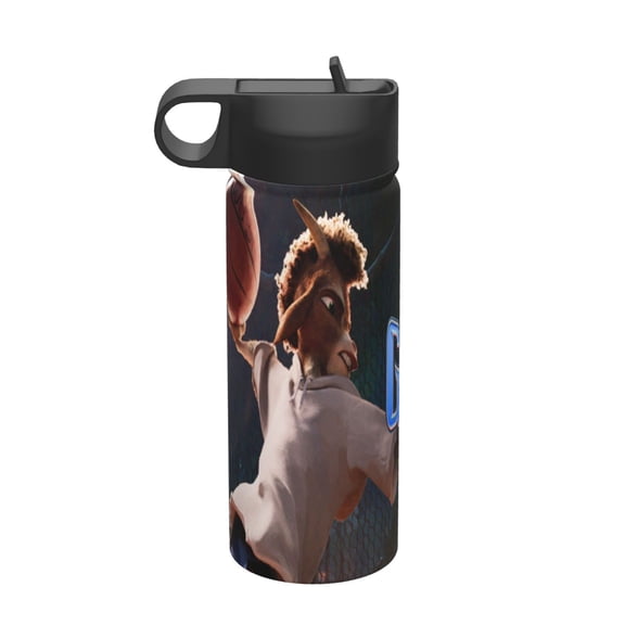 GOAT Movie Kids Insulated Water Bottle With Straw - 18 Oz Stainless Steel Double Wall Vacuum Cup, Leakproof, Bpa Free, Suitable For Boys And Girls