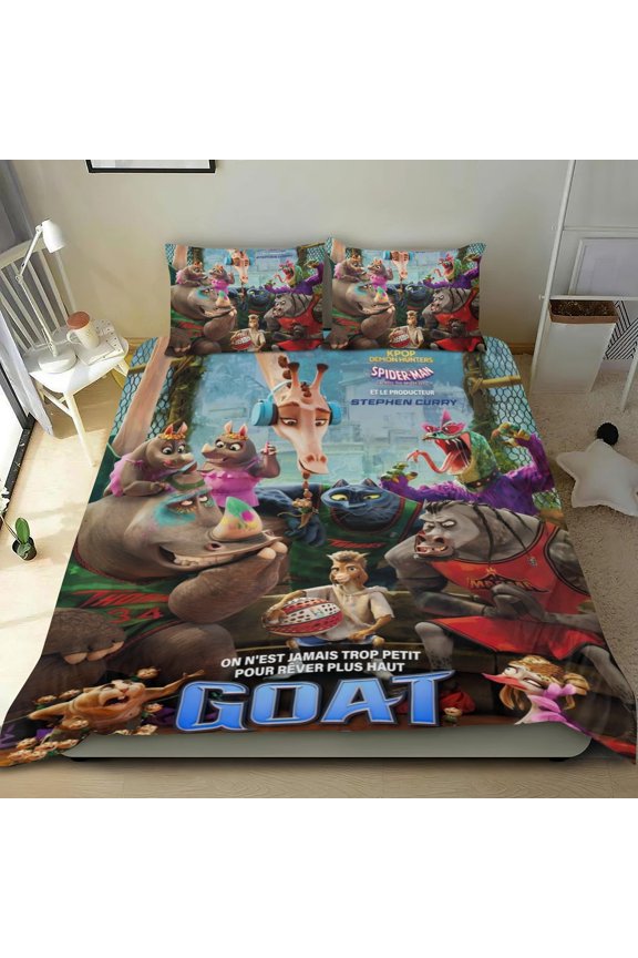 GOAT Movie Themed Bed Sheet Set Three Piece Set 53x79 In ches Comfortable And Skin Friendly Unique Design Creating A Star Gifts For Family Friends fans