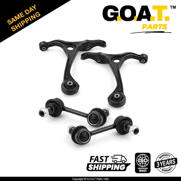 GOAT Parts - 4 PC Front Lower Control Arm & Front Sway Bar Kit for Acura TSX Honda Accord