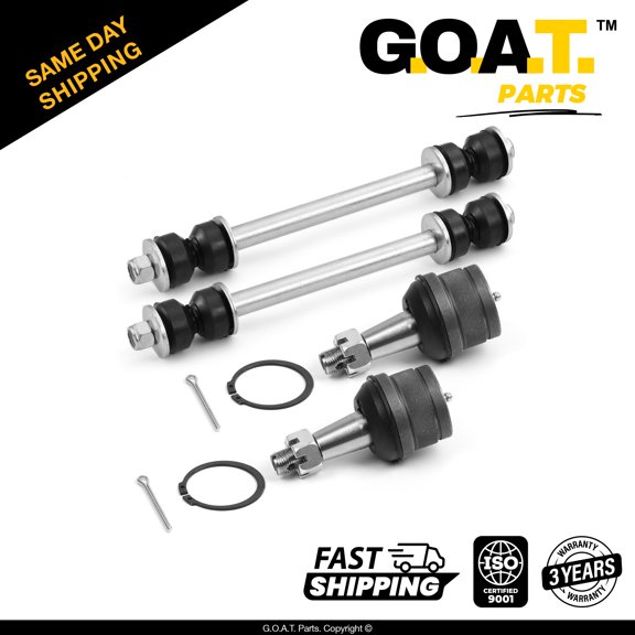 GOAT Parts - 4 PC Front Sway Bar & Front Lower Ball Joint Kit for Dodge Ram 1500 RWD