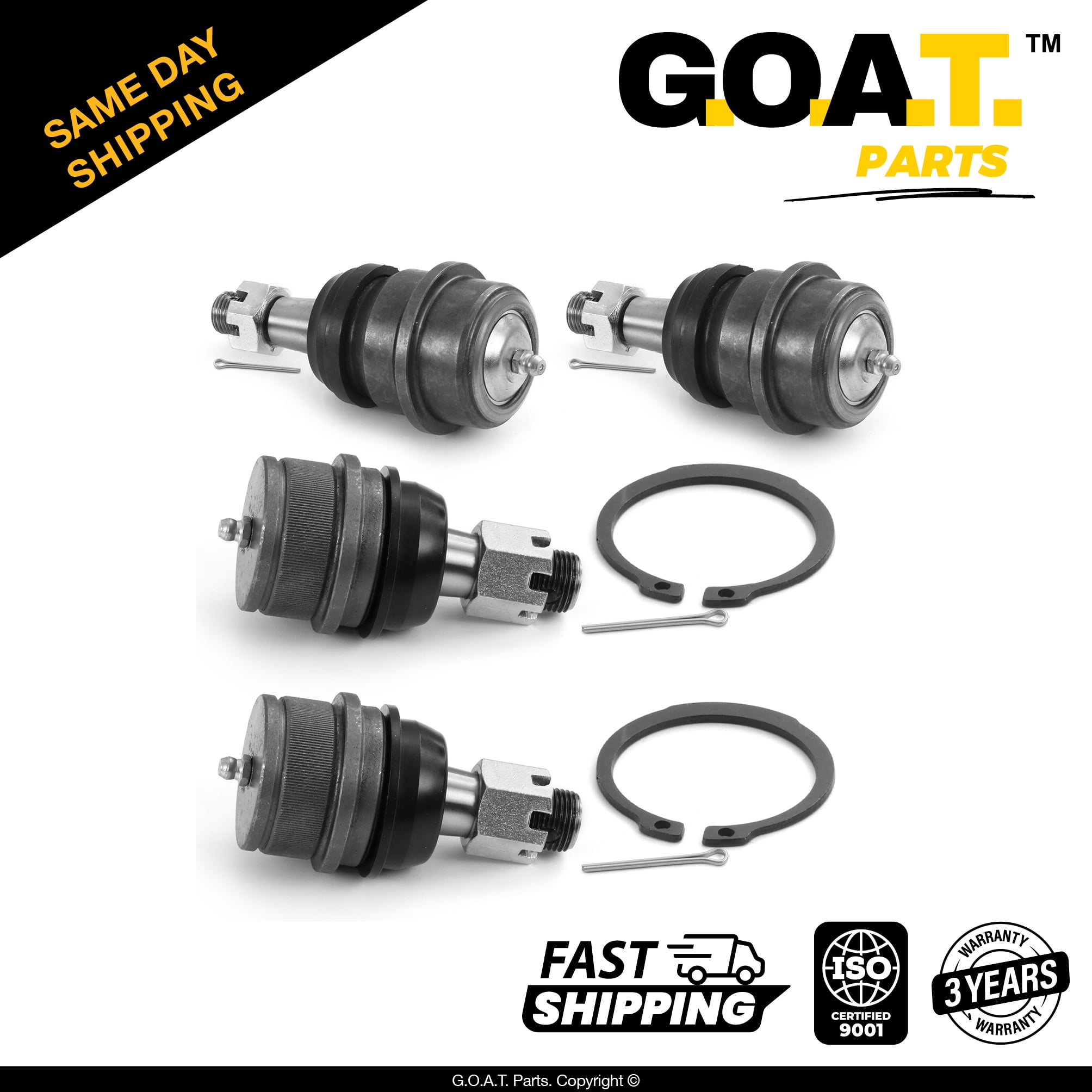 GOAT Parts - 4 PC Front Upper & Front Lower Ball Joint Kit for 2000-2001 Dodge Ram 1500 4WD