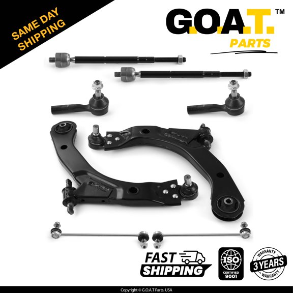 GOAT Parts - Sway Bar + Tie Rod + Control Arm Set for 05-10 Chevy Cobalt HHR 07-10 Pontiac G5