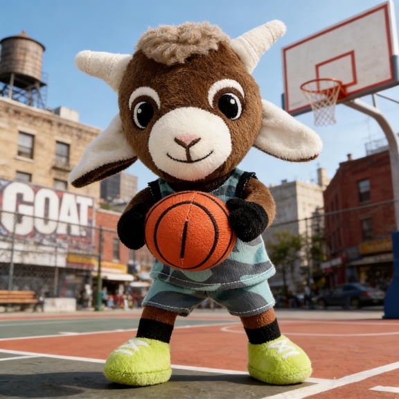 GOAT Plush Stuffed Animal, "Thorns" Animated Character Plush, Soft Basketball Themed Plush Toys, Gifts for Boys Girls, Easter Basket Stuffers & Room Decor