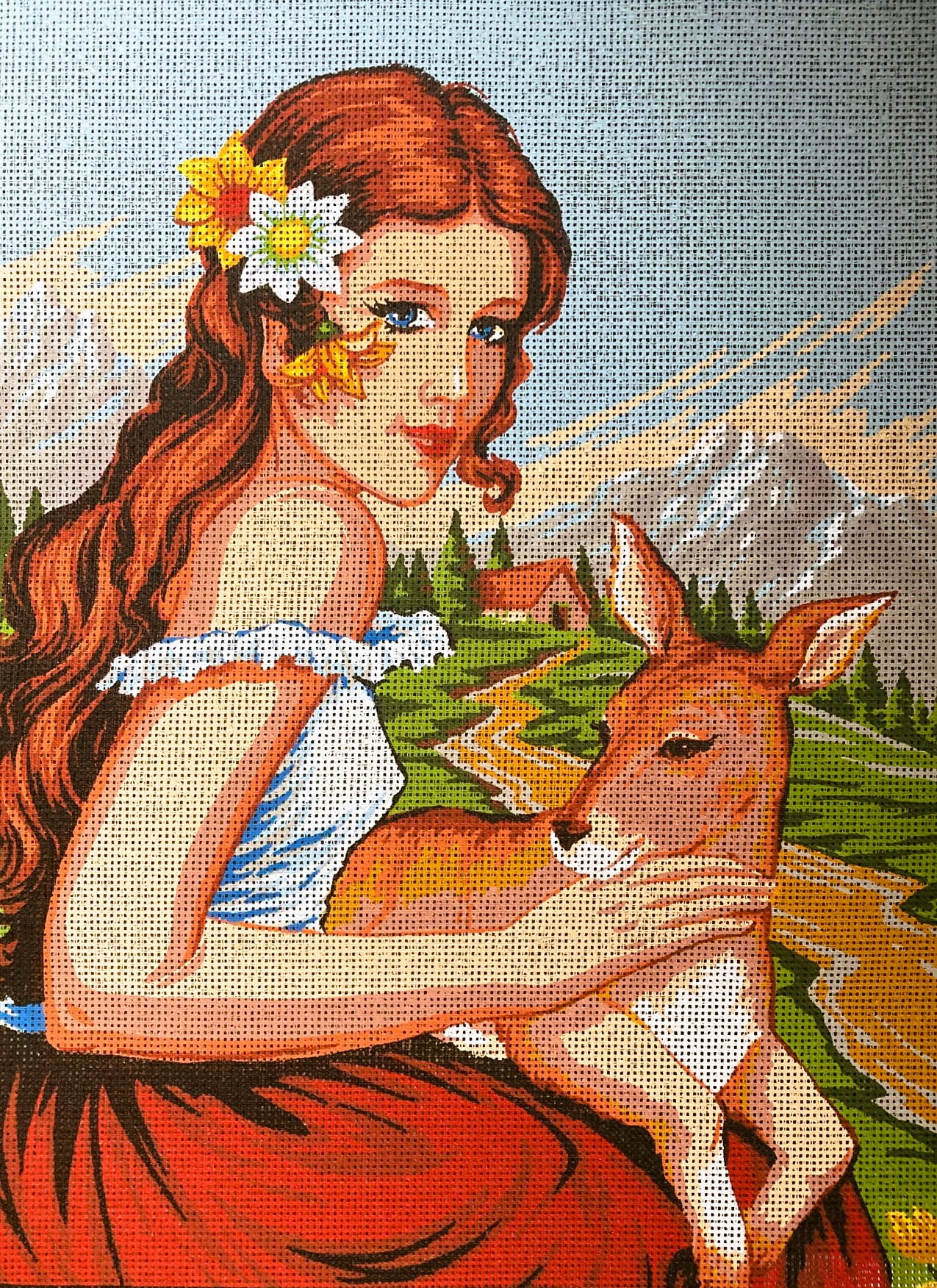 GOBELIN L Stamped Printed Needlepoint Tapestry Gobelin Embroidery Canvas "Fawn D498"