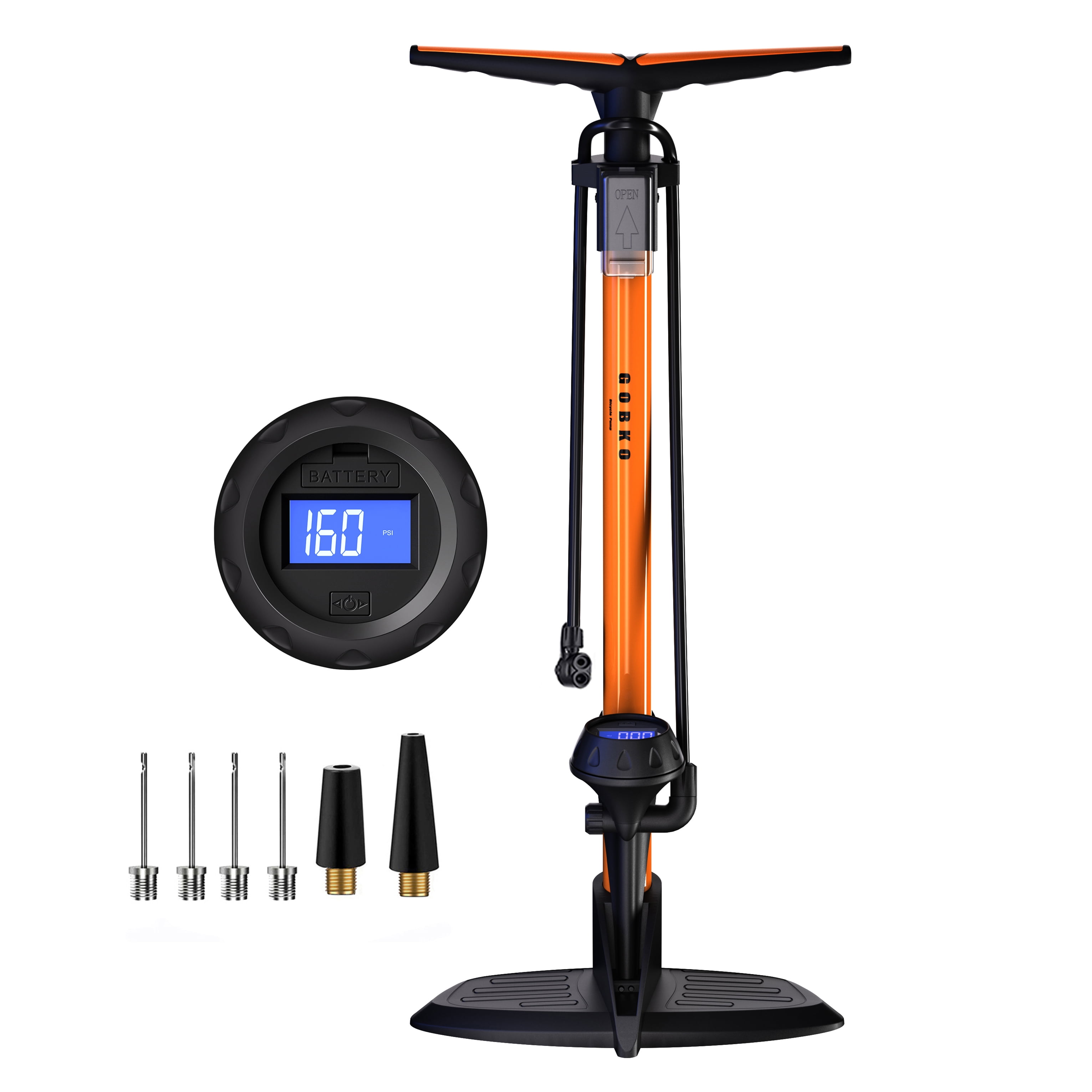 GOBKO Bike Floor Pump with Gauge,Floor Bicycle Pump with Both Presta and  Schrader Bicycle Pumps Valves High Pressure 160Psi Multi-Purpose Portable  Air