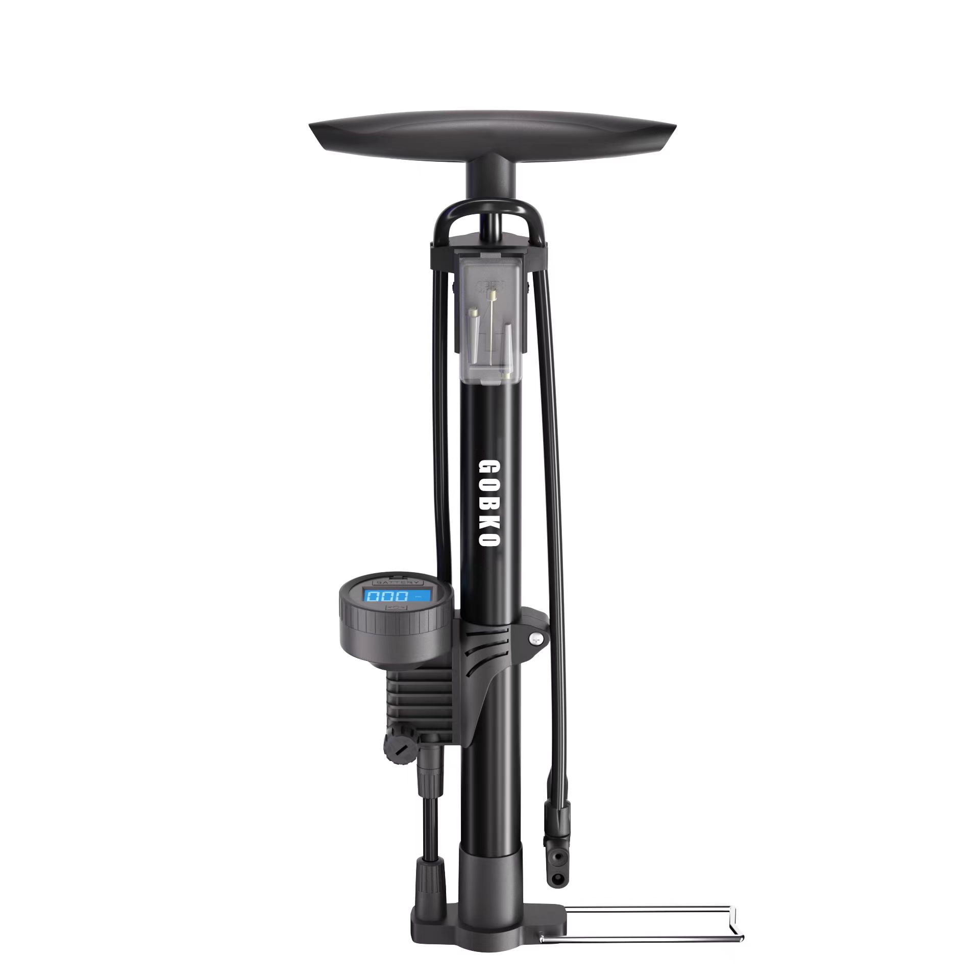 GOBKO Bike Floor Pump with Digital Gauge,Floor Bicycle Pump with Both