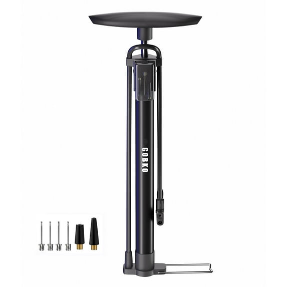 GOBKO Bike Floor Pump,Floor Bicycle Pump with Both Presta and Schrader Bicycle Pumps Valves High Pressure 160Psi Multi-Purpose Portable Air Pump for Road Bike MTB Sports Balls