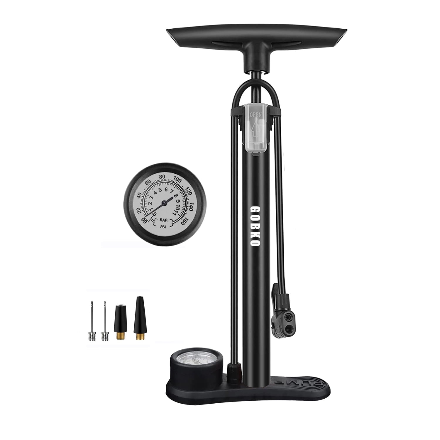 GOBKO Bike Floor Pump with Gauge,Floor Bicycle Pump with Both