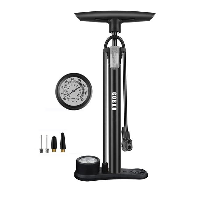 GOBKO Bike Floor Pump with Gauge,Floor Bicycle Pump with Both Presta