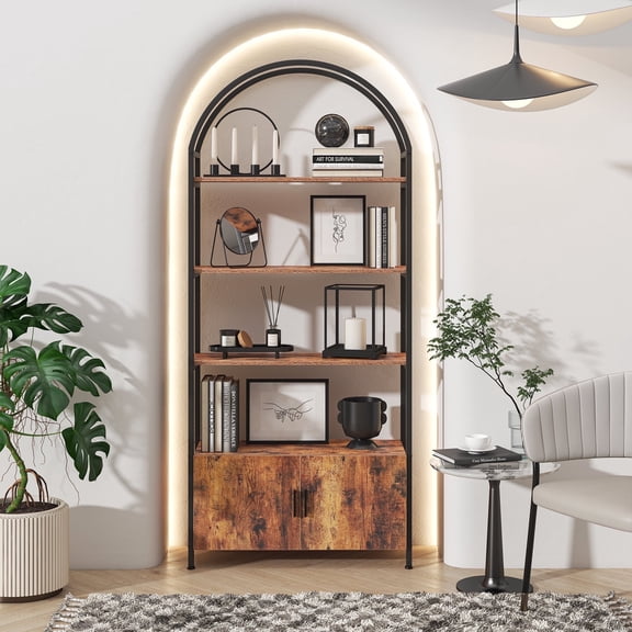 GOBOHOME Rustic Brown 71" Tall Industrial Book Shelf