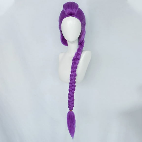 GOBWCOT 41 inches Half and Half Long Purple Braid Ponytail Wig Pre-styled Purple Braided Anime Wig for Women Party Halloween Props