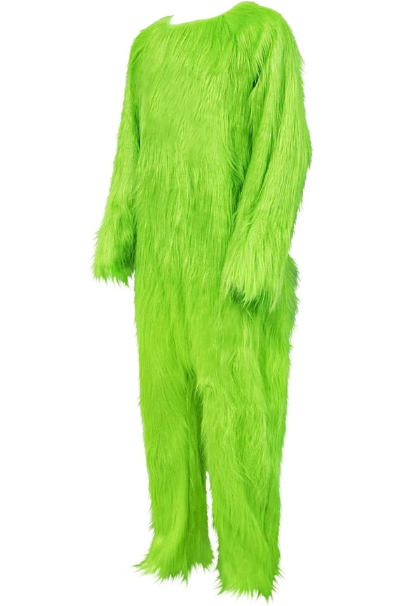 Adult Christmas Green Jumpsuits Pajamas Furry Green Jumpsuits Suit for Christmas Party Indoor and Outdoor Home Clothes