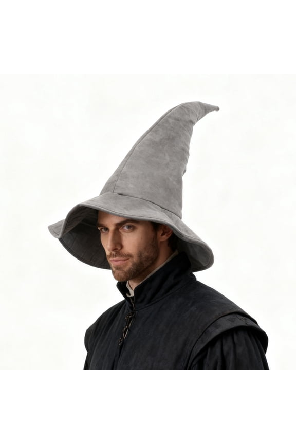 Adult Wizard Hat Gray Flannel Long Holiday Magician Accessory