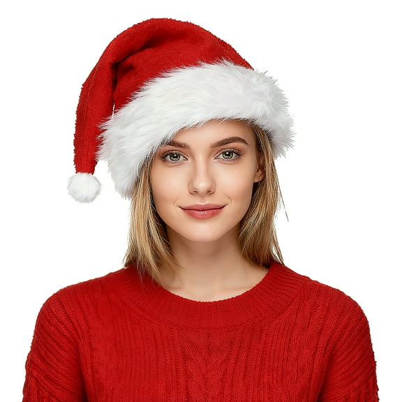GOBWCOT Christmas hat, Santa Claus hat, adult festival, neutral velvet short Christmas hat, suitable for New Year holiday party