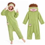 GOBWCOT Adult Big Mouth Monster Costume for Adults, Hooded Onesie Pajamas Loungewear for Halloween Cosplay Party Dress-Up
