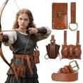thumbnail image 1 of GOBWCOT Renaissance Belt Pouch Set of 5, Medieval Viking Leather Bracers Pirate Waist Bag Purse Cosplay Costume Accessorie, 1 of 7