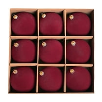 GOBWCOT Velvet Christmas Ball Flocking Shatterproof Christmas Tree Ball Ornaments 2.4 Inch Burgundy Plastic Christmas Decoration Ornaments (12 Pieces)