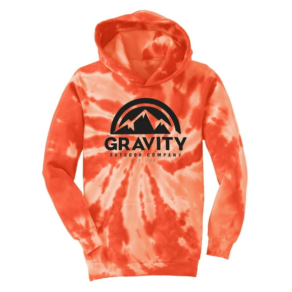 GOC Mountain Water-Based Mens Tie-Dye Pullover Hoodie - Orange - Medium