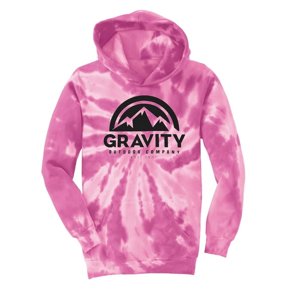 GOC Mountain Water-Based Mens Tie-Dye Pullover Hoodie - Pink - Medium