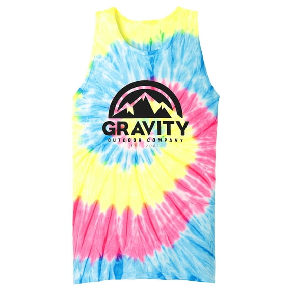GOC Mountain Water-Based Mens Tie-Dye Tank Top - Neon Rainbow - 2X-Large
