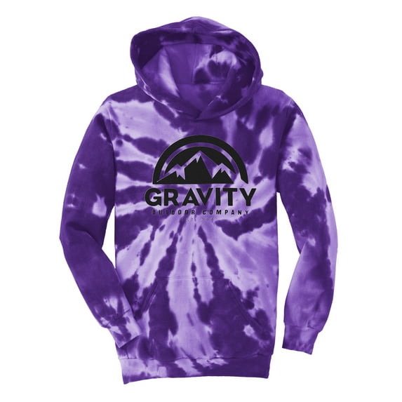 GOC Mountain Water-Based Youth Tie-Dye Pullover Hoodie - Purple - X-Small