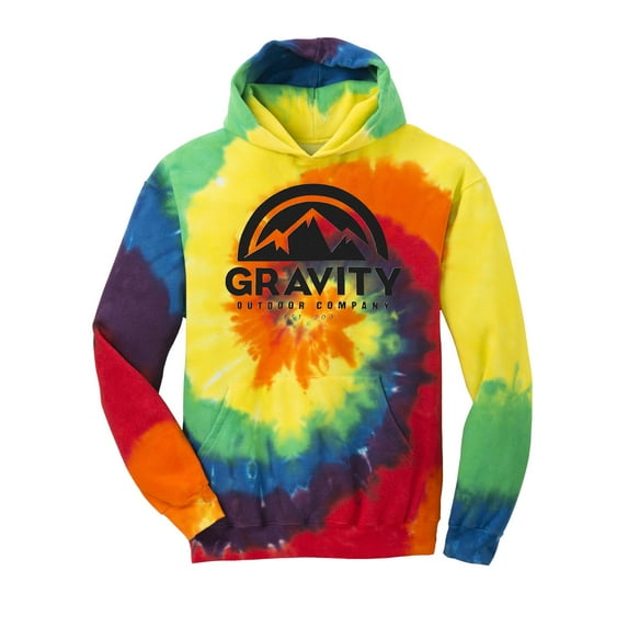 GOC Mountain Water-Based Youth Tie-Dye Pullover Hoodie - Rainbow - Large