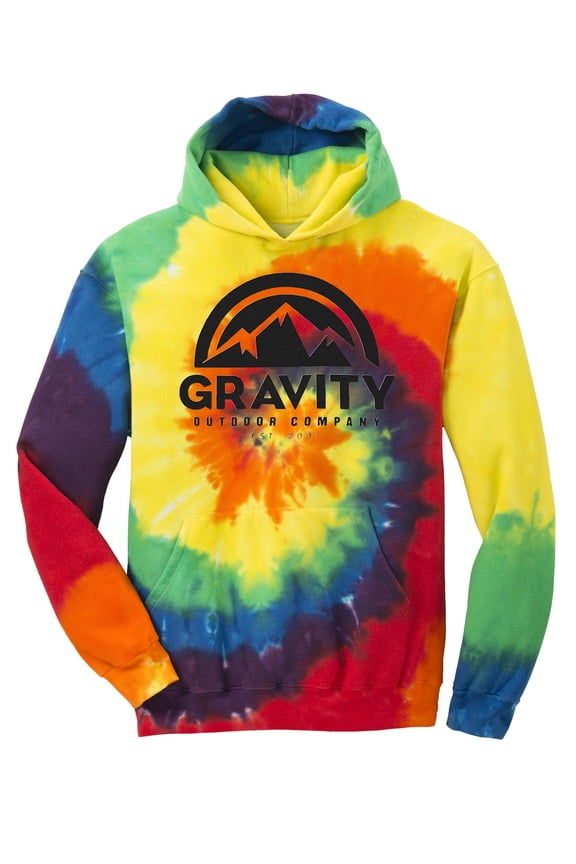 GOC Mountain Water-Based Youth Tie-Dye Pullover Hoodie - Rainbow - Medium