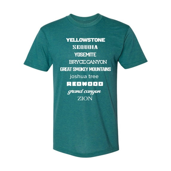 GOC National Parks USA-Made Tri-Blend T-Shirt - Tri-Evergreen - White Font - XL