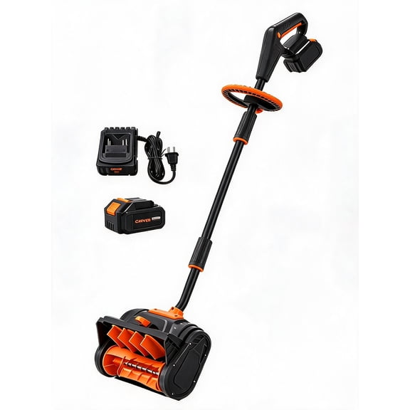 GOCAPTAIN 13 Inch Cordless Snow Blower, 20V Battery Powered Snow Thrower with 20 ft Throw for Driveways, Walkways, Black + Orange