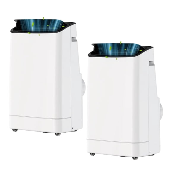 GOCAPTAIN 2-Pack 14000 BTU Portable Air Conditioner Portable AC Unit WiFi Smart 3-in-1 Cools 750 Sq.Ft, Dehumidifier, Fan, Quiet, Remote, LED Display, Window Kit, 24H Timer