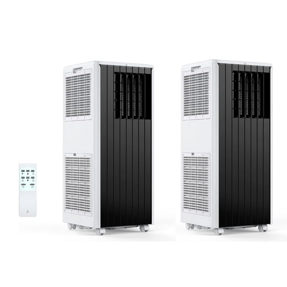 GOCAPTAIN 2-Pack 8000 BTU Portable Air Conditioner Portable AC – 3-in-1 Cooling, Dehumidifier & Fan for Rooms up to 350 Sq. Ft. – Quiet Operation, Remote Control, Window Kit, Rolling Casters