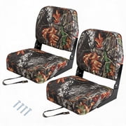 GOCAPTAIN 2 Pack Folding Low Back Boat Seats, Thick Padded Waterproof Fishing Boat Seats, Ergonomic Fold-Down Design for Fishing, Jon Boats, Pontoon, Speedboats, Camouflage
