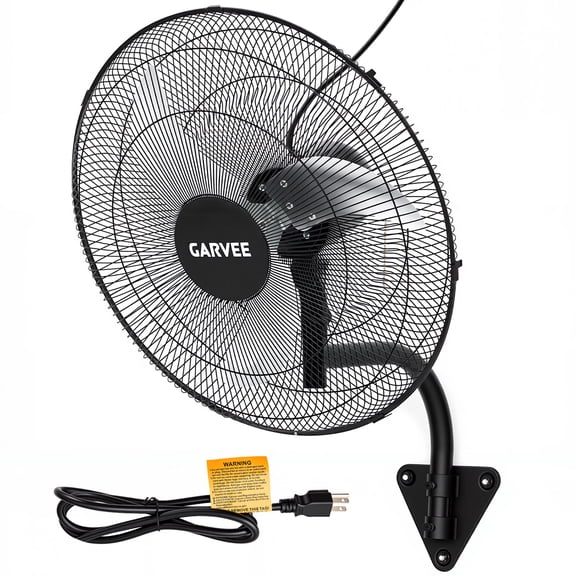 GOCAPTAIN 20" Wall Mount Fan, 3 Speed 4800 CFM High Velocity Wall Oscillating Fan, 30° Adjustable Tilt, Cooling Fan for Garage, Warehouse, Workshop – Non-Waterproof, Black